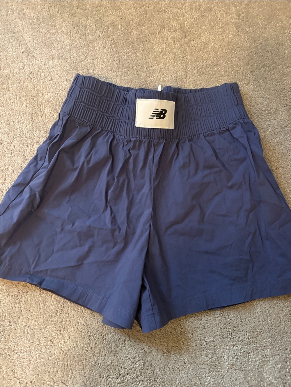 New Balance Women's Deep Blue Athletic Shorts with Logo Patch